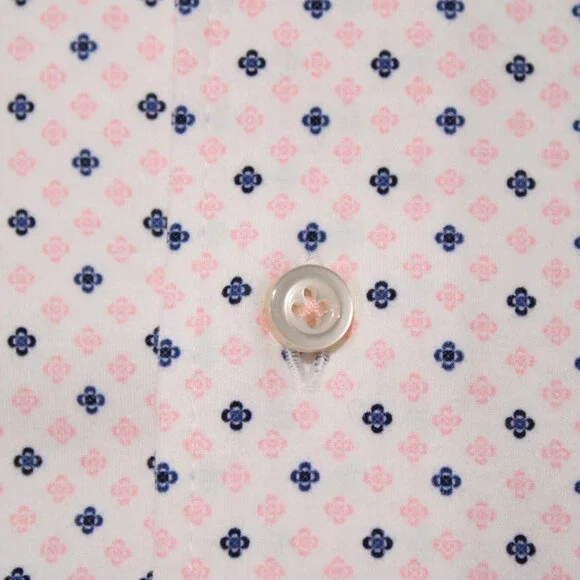 Emanuel Berg NWT Casual Button Down Shirt Size 44 17.5 XL in Pink/White/Blue